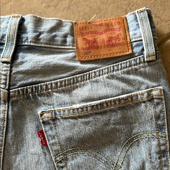Levi's Blue Distressed Jean Shorts - Picture 2 of 5